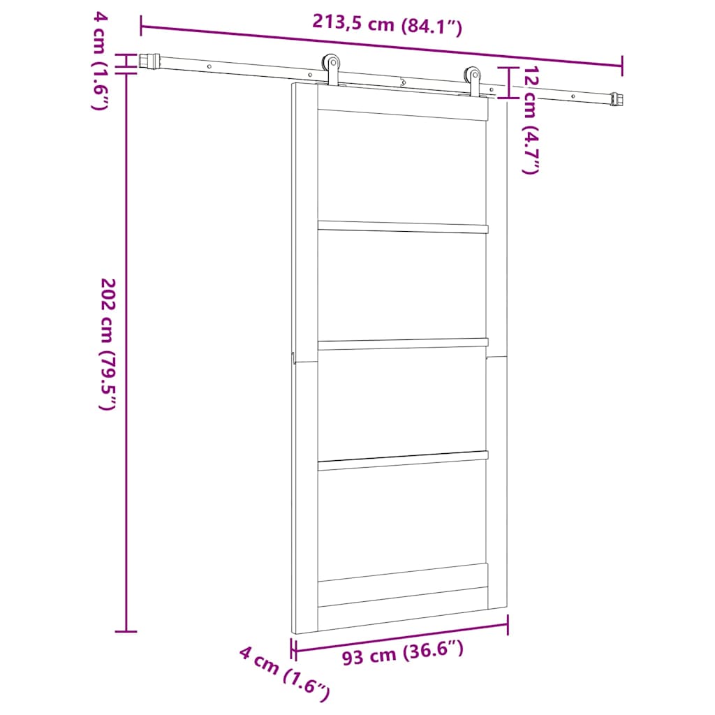 vidaXL Συρόμενη Πόρτα ORKDAL Φυσικό 93 x 202 cm