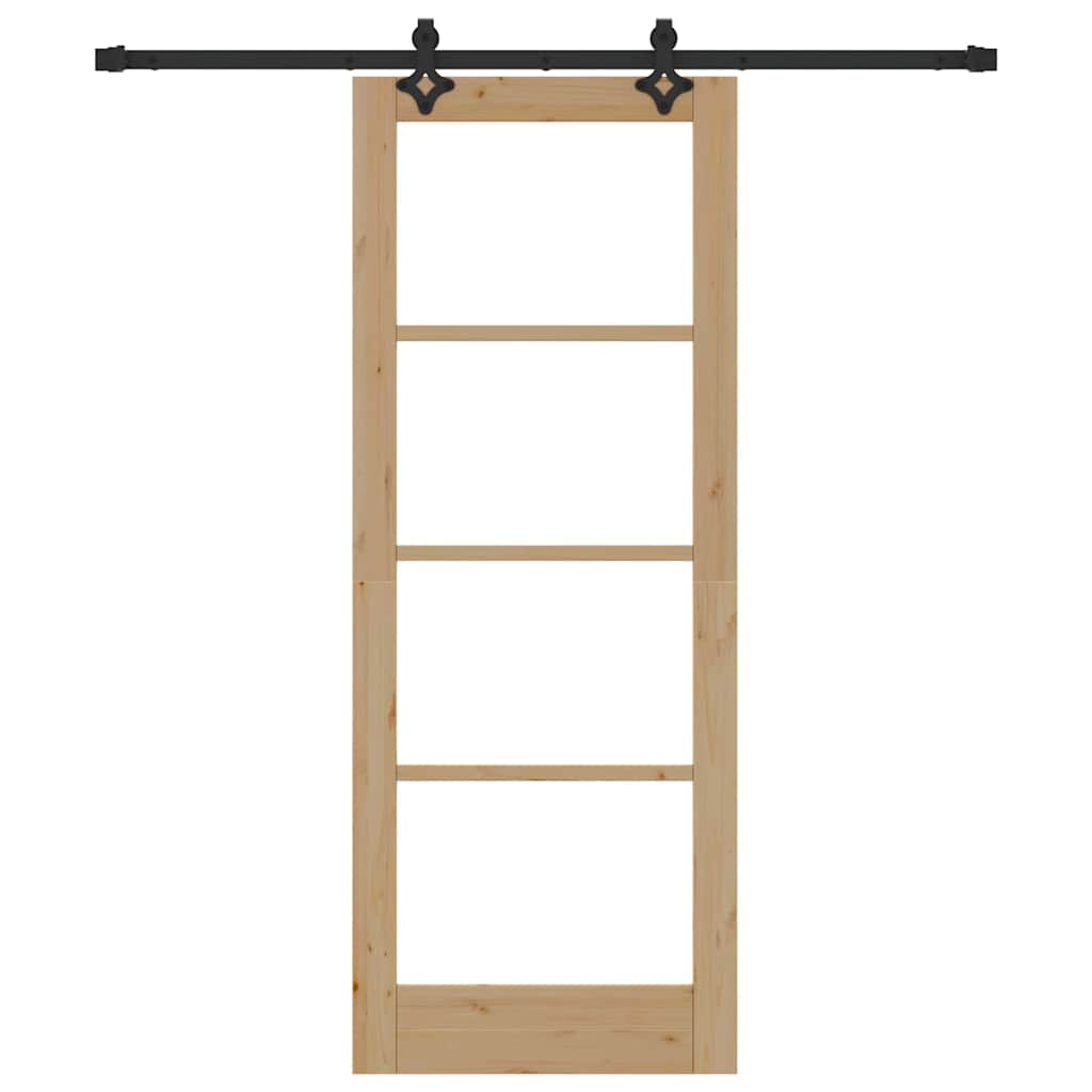 vidaXL Συρόμενη Πόρτα με Σετ Αξεσουάρ "ORKDAL" Συμπαγές Ξύλο & Γυαλί