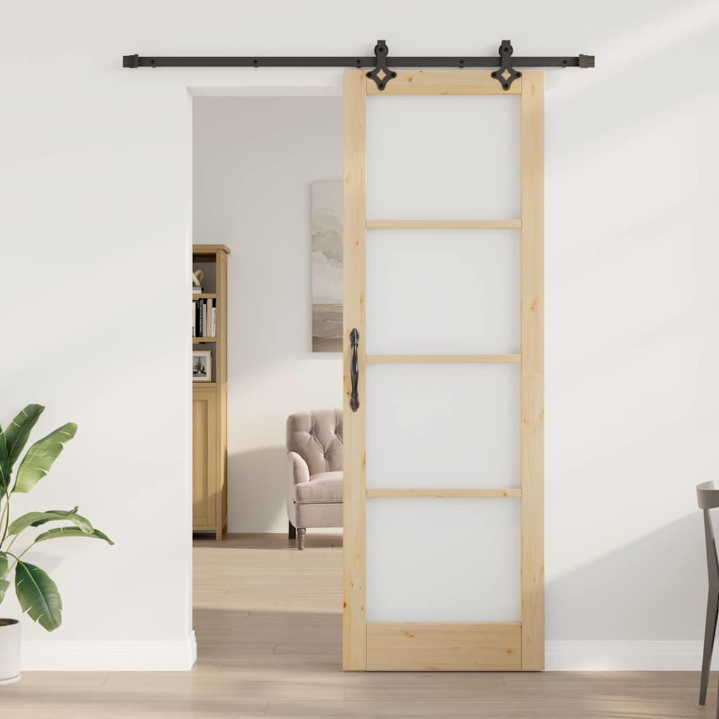 vidaXL Συρόμενη Πόρτα ORKDAL Καφέ 78 x 232 cm Ξύλο και μέταλλο