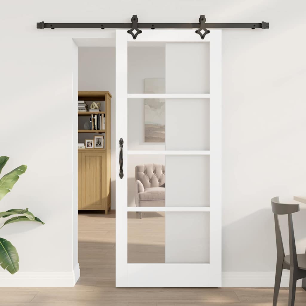 vidaXL Συρόμενη Πόρτα ORKDAL 83 x 202 εκ. Μασίφ ξύλο πεύκου και γυαλί
