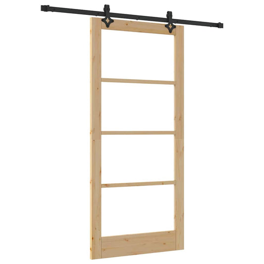 vidaXL Συρόμενη Πόρτα ORKDAL 93 x 202 cm Μασίφ ξύλο πεύκου και γυαλί