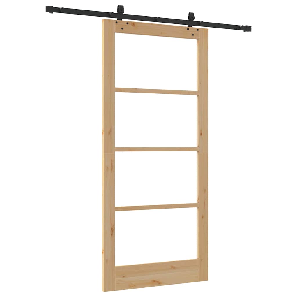 vidaXL Συρόμενη Πόρτα ORKDAL 93 x 202 cm Μασίφ ξύλο πεύκου και γυαλί