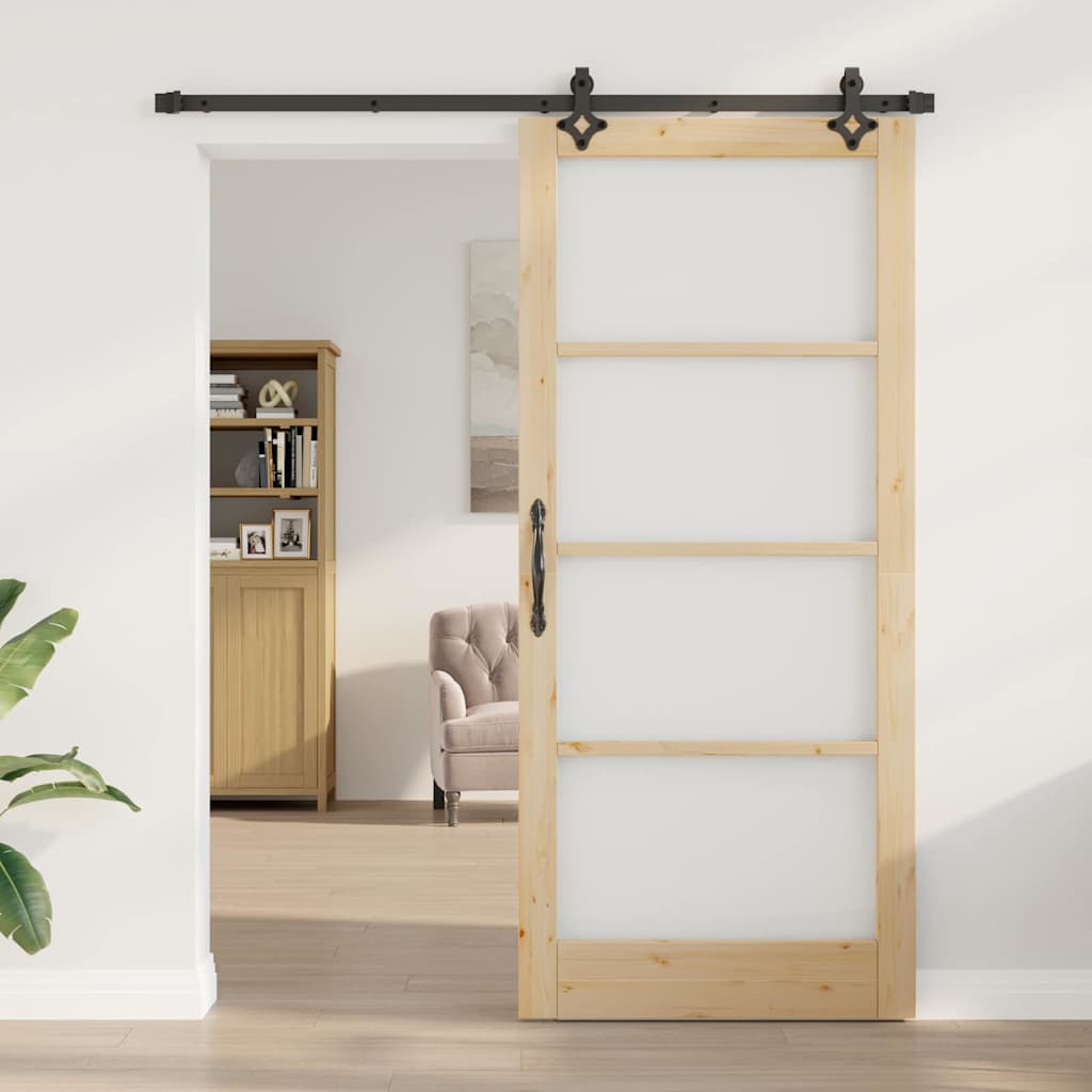 vidaXL Συρόμενη Πόρτα ORKDAL 93 x 211 εκ. Μασίφ ξύλο πεύκου και γυαλί