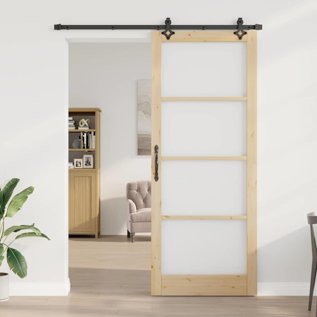 vidaXL Συρόμενη Πόρτα ORKDAL 93 x 232 εκ. Μασίφ ξύλο πεύκου και γυαλί