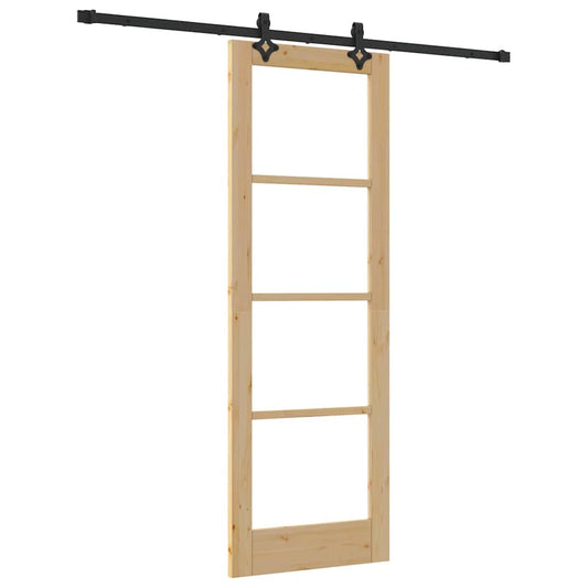 Συρόμενη Πόρτα vidaXL με Σετ Υλικών "ORKDAL" Μασίφ Ξύλο & Γυαλί