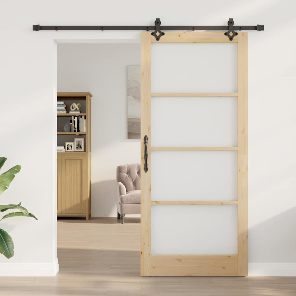 vidaXL Συρόμενη Πόρτα ORKDAL 93 x 211 εκ. Μασίφ ξύλο πεύκου και γυαλί