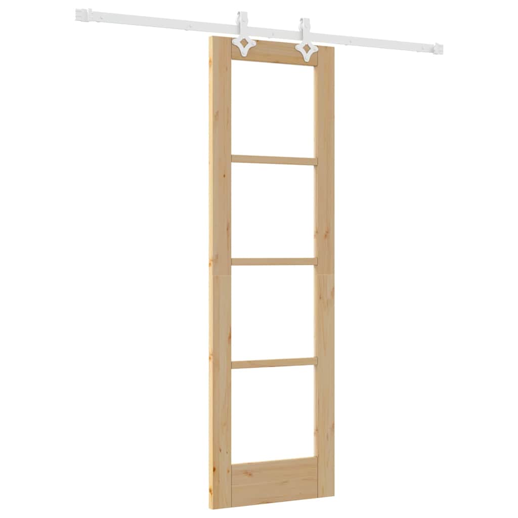 vidaXL Συρόμενη Πόρτα 61 x 198,5 εκ. Μασίφ ξύλο πεύκου και γυαλί