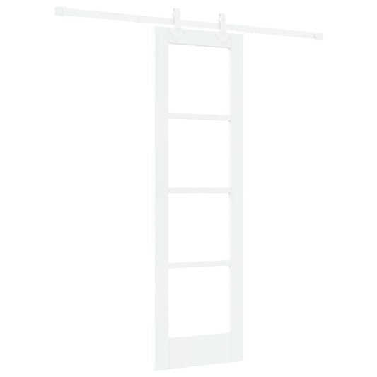 vidaXL Συρόμενη Πόρτα 61 x 198,5 εκ. Μασίφ ξύλο πεύκου και γυαλί Λευκό