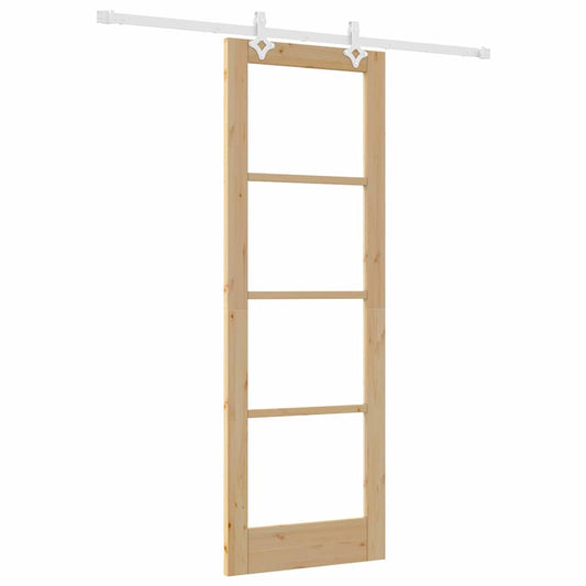 vidaXL Συρόμενη Πόρτα Καφέ 73.5 x 211 εκ Ξύλο και μέταλλο