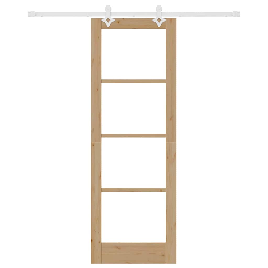 vidaXL Συρόμενη Πόρτα Καφέ 73.5 x 211 εκ Ξύλο και μέταλλο