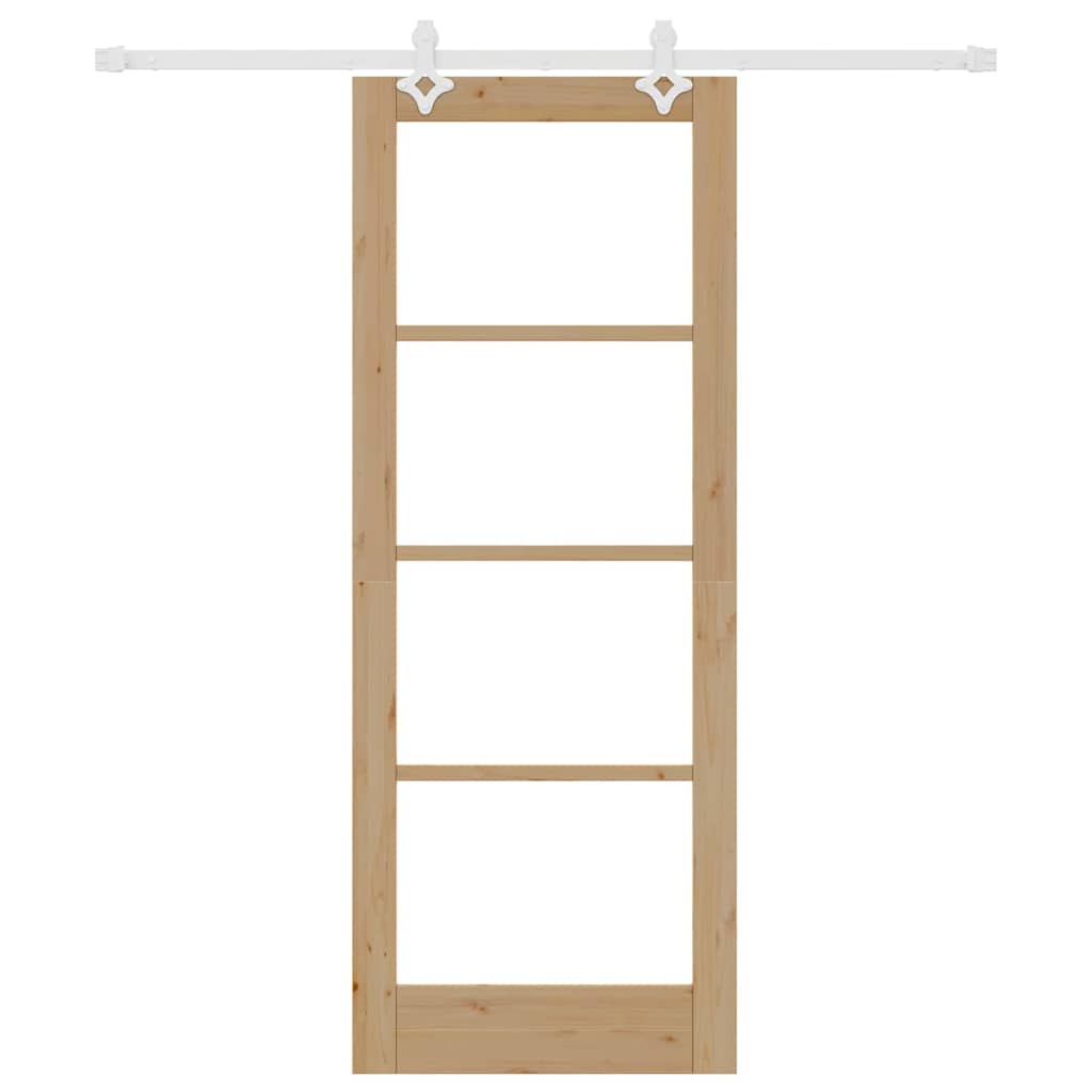 vidaXL Συρόμενη Πόρτα Καφέ 78 x 202 εκ. Ξύλο και μέταλλο