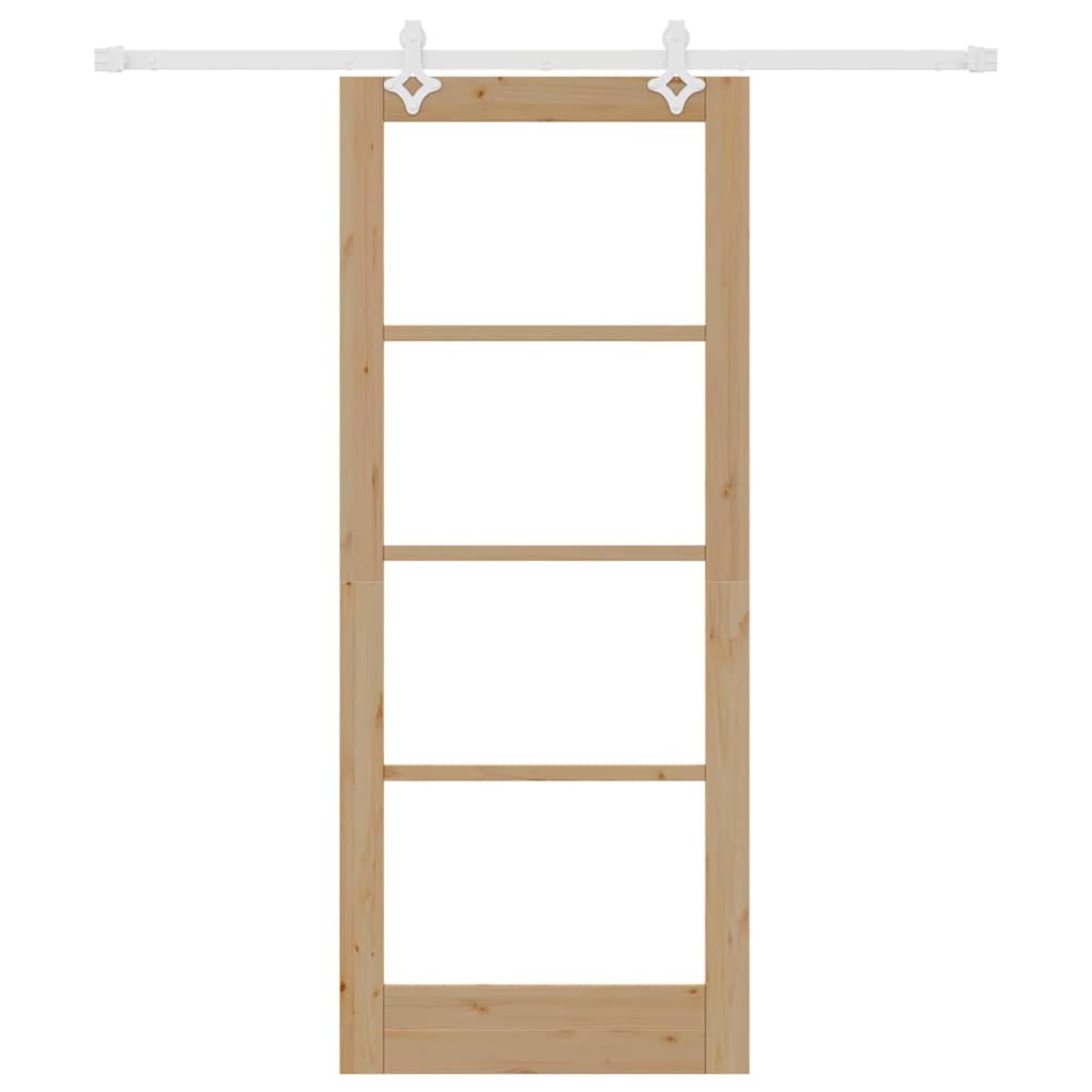 vidaXL Συρόμενη Πόρτα Καφέ 83 x 202 εκ. Ξύλο και μέταλλο