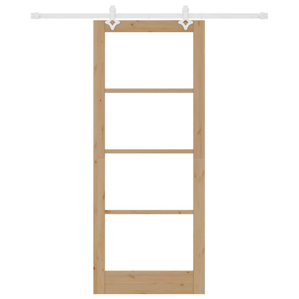 vidaXL Συρόμενη Πόρτα Καφέ 86 x 211 cm Ξύλο και μέταλλο