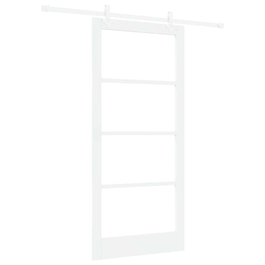 vidaXL Συρόμενη Πόρτα 93 x 202 cm Μασίφ ξύλο πεύκου και γυαλί Λευκό