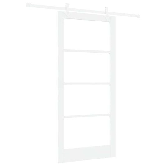 vidaXL Συρόμενη Πόρτα 93 x 202 cm Μασίφ ξύλο πεύκου και γυαλί Λευκό