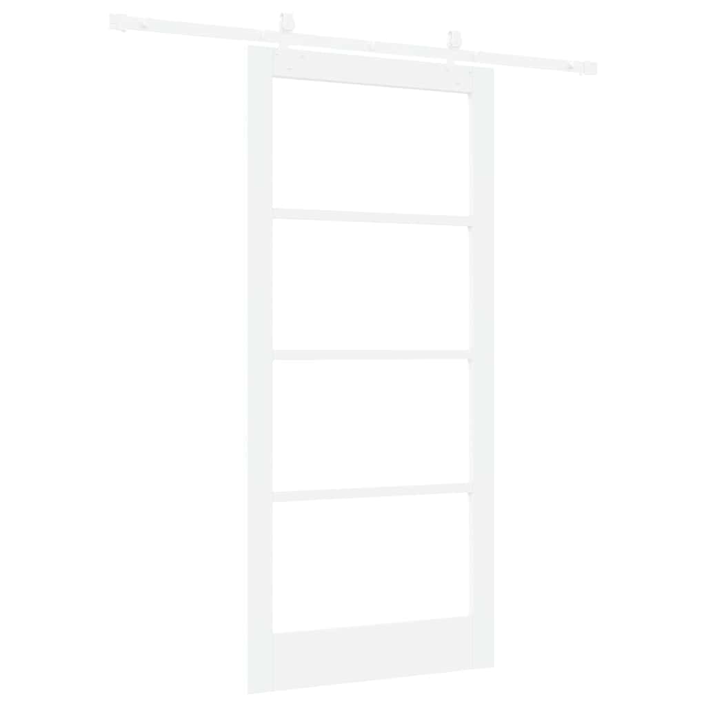 vidaXL Συρόμενη Πόρτα 93 x 202 cm Μασίφ ξύλο πεύκου και γυαλί Λευκό