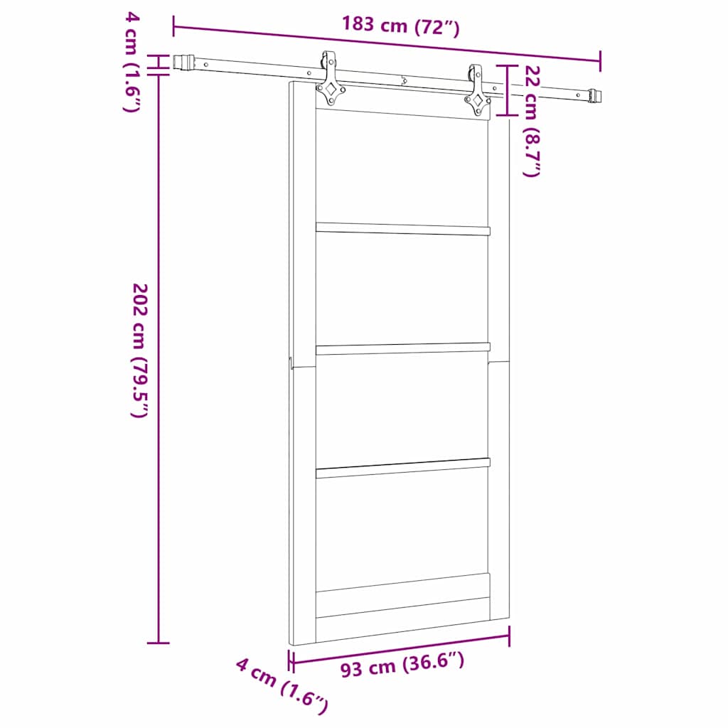 vidaXL Συρόμενη Πόρτα 93 x 202 cm Μασίφ ξύλο πεύκου και γυαλί Λευκό