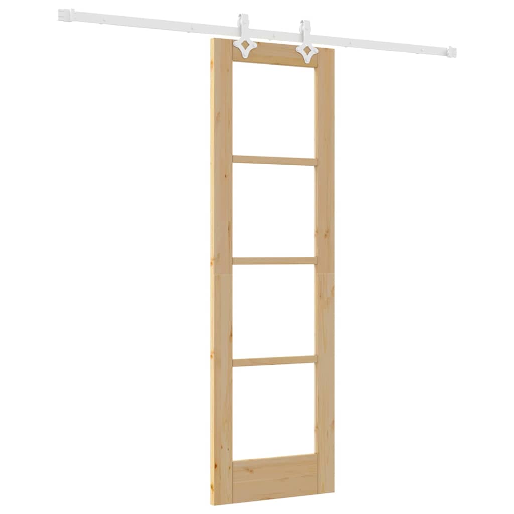 vidaXL Συρόμενη Πόρτα 61 x 198,5 εκ. Μασίφ ξύλο πεύκου και γυαλί