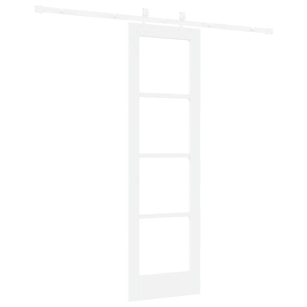 vidaXL Συρόμενη Πόρτα 61 x 198,5 εκ. Μασίφ ξύλο πεύκου και γυαλί Λευκό