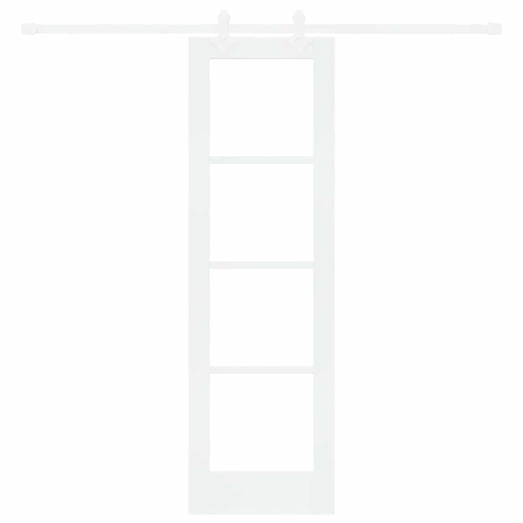 vidaXL Συρόμενη Πόρτα 61 x 198,5 εκ. Μασίφ ξύλο πεύκου και γυαλί Λευκό