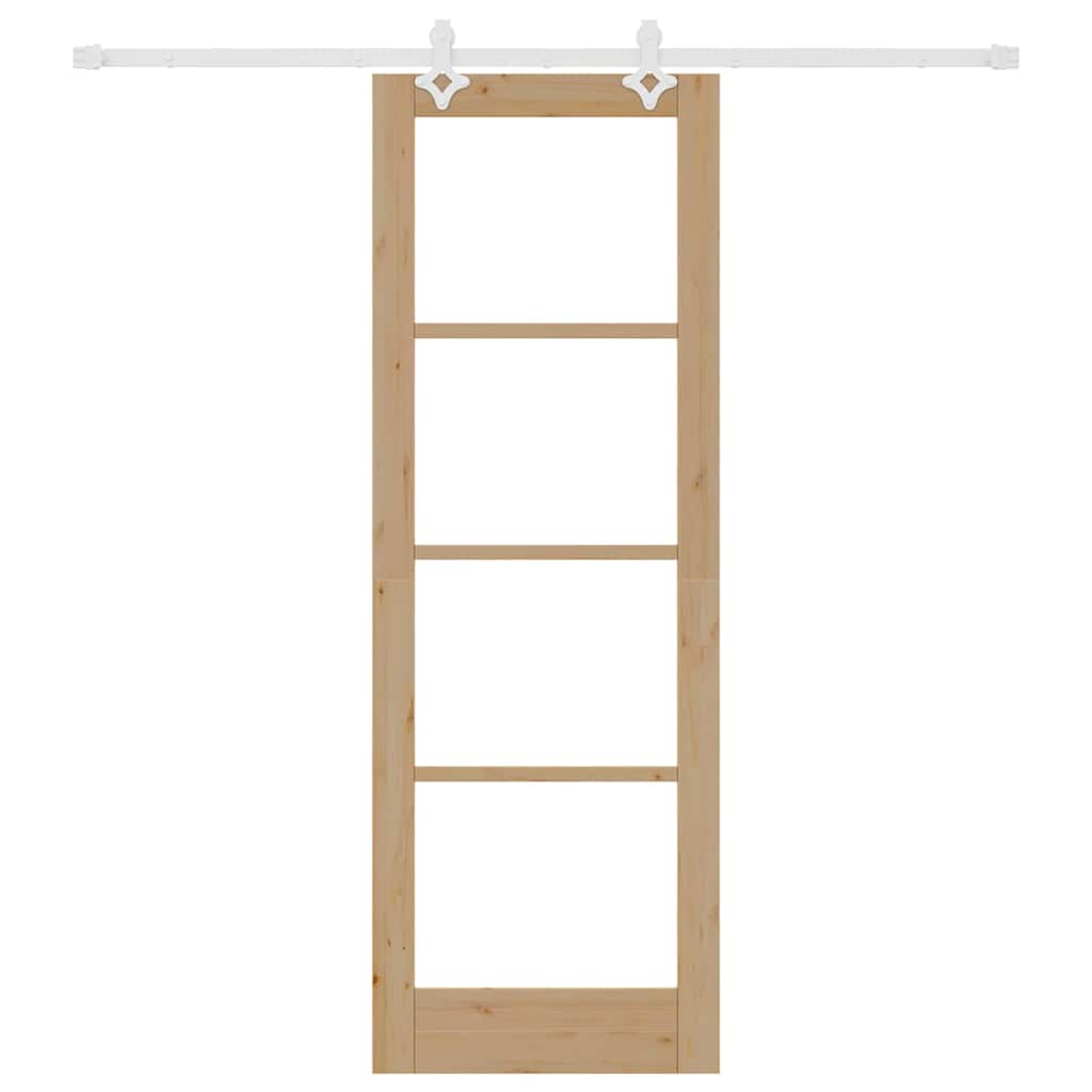 vidaXL Συρόμενη Πόρτα Καφέ 73.5 x 211 εκ Ξύλο και μέταλλο