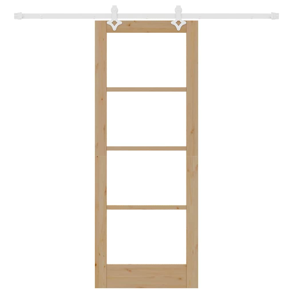 vidaXL Συρόμενη Πόρτα Καφέ 78 x 202 εκ. Ξύλο και μέταλλο