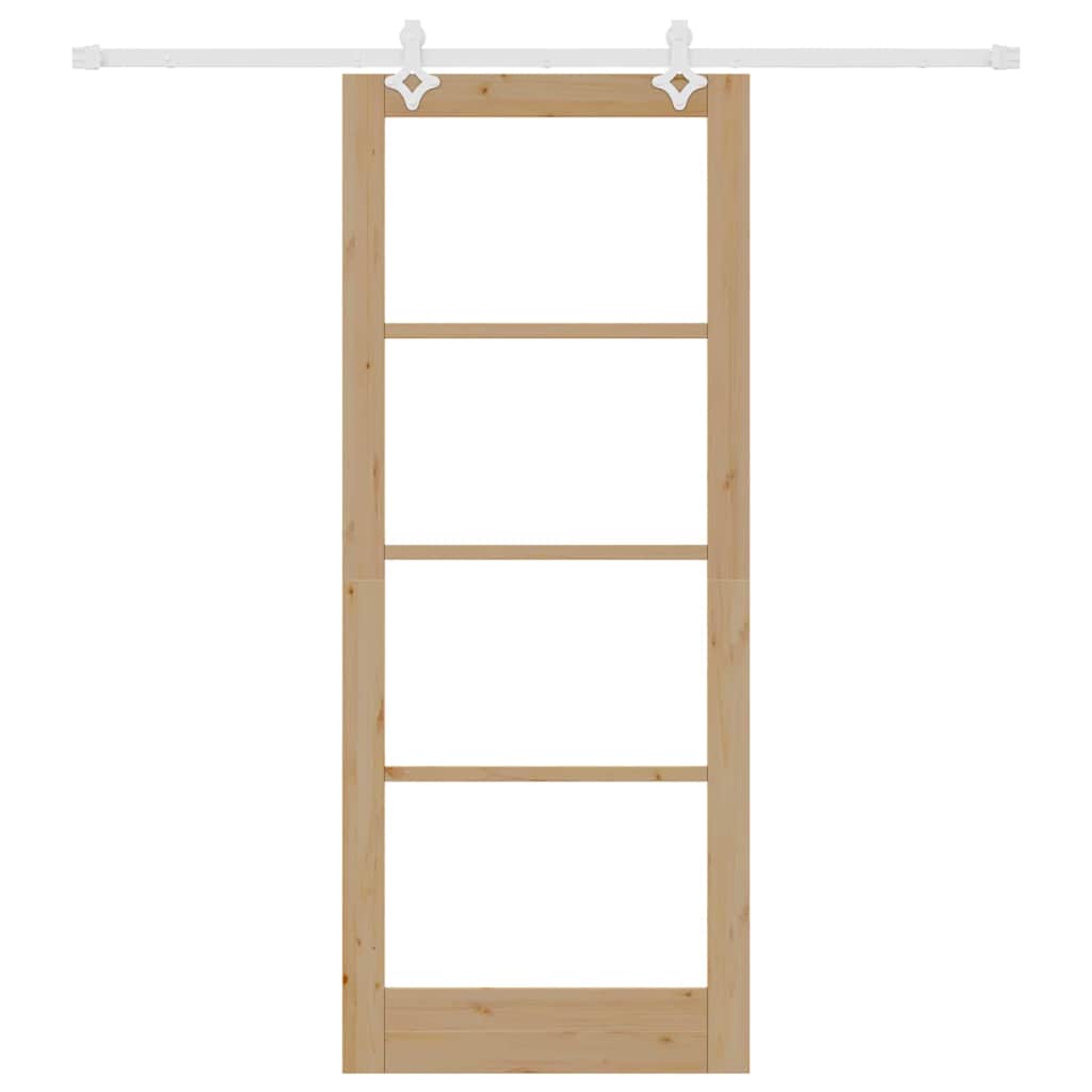 Συρόμενη Πόρτα vidaXL με Σετ Εξοπλισμού 86x211 εκ Μασίφ Ξύλο Πεύκου