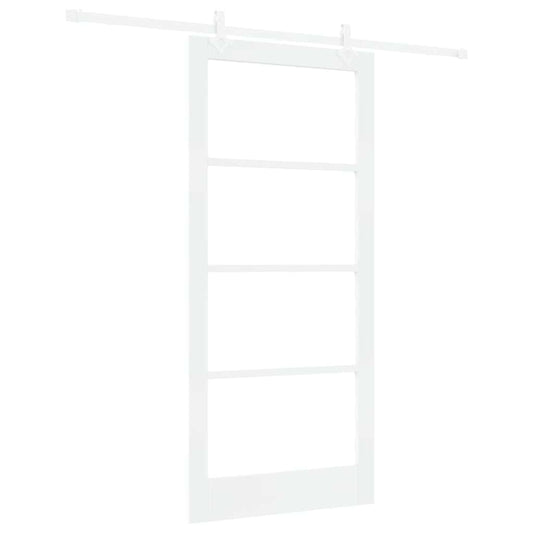 vidaXL Συρόμενη Πόρτα 93 x 202 cm Μασίφ ξύλο πεύκου και γυαλί Λευκό