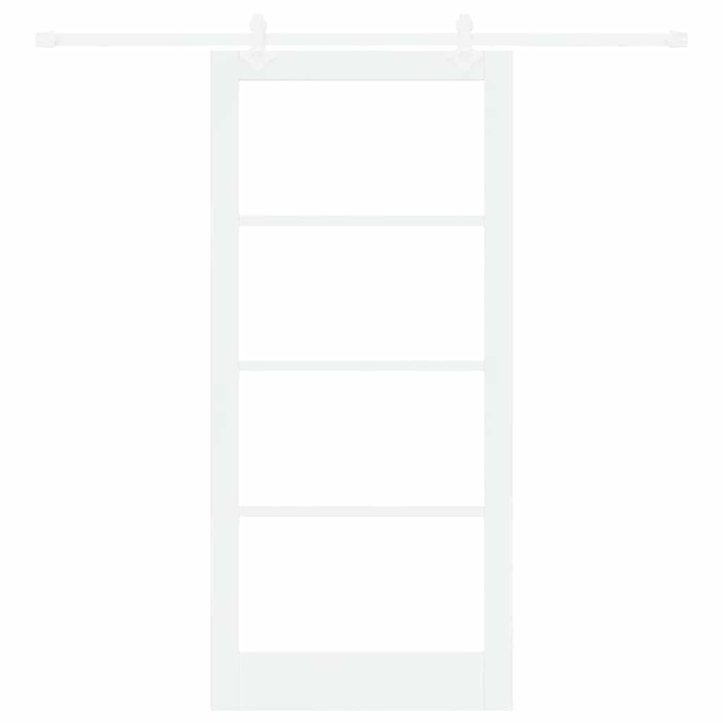 vidaXL Συρόμενη Πόρτα 93 x 202 cm Μασίφ ξύλο πεύκου και γυαλί Λευκό