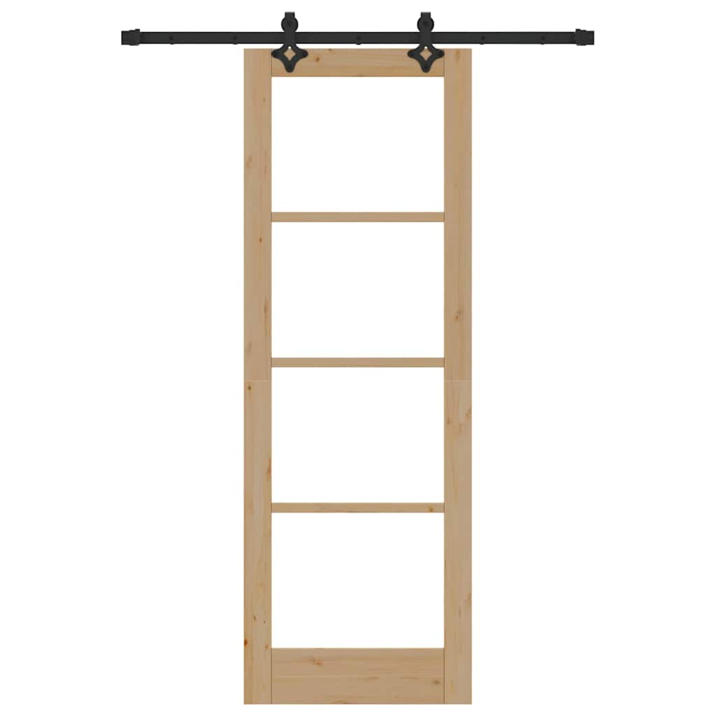 vidaXL Συρόμενη Πόρτα Άλλο Καφέ 73.5 x 211 εκ Ξύλο και μέταλλο