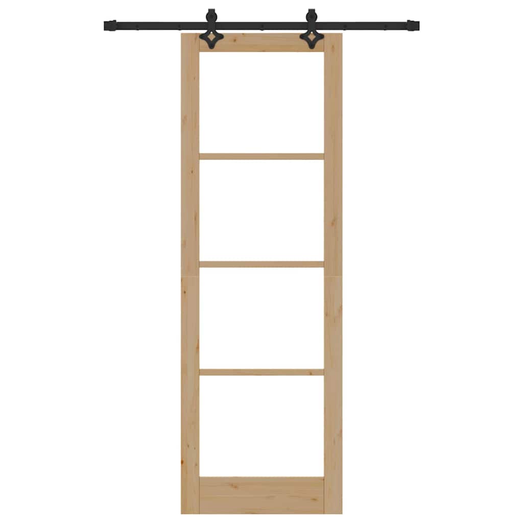 vidaXL Συρόμενη Πόρτα Άλλο Καφέ 78 x 232 cm Ξύλο και μέταλλο