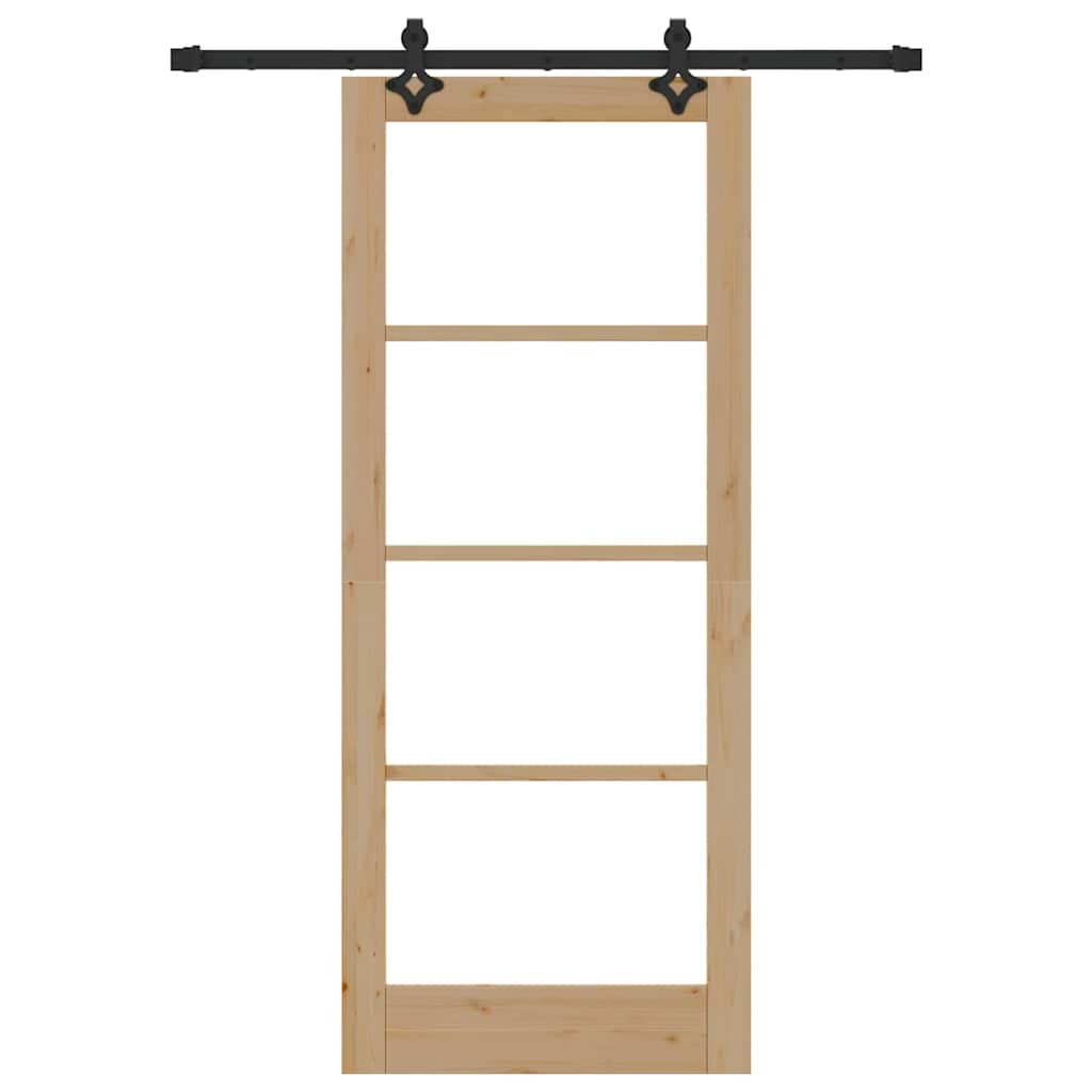 vidaXL Συρόμενη Πόρτα Άλλο Καφέ 83 x 202 εκ. Ξύλο και μέταλλο