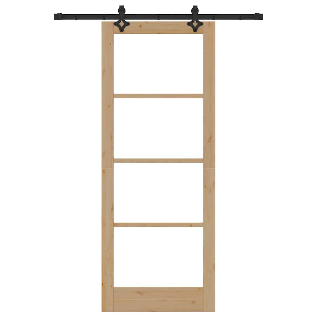 vidaXL Συρόμενη Πόρτα Άλλο Καφέ 83 x 211 εκ. Ξύλο και μέταλλο