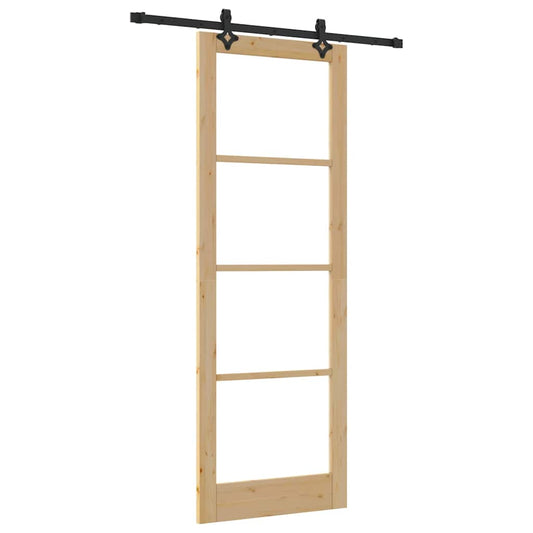 vidaXL Συρόμενη Πόρτα Άλλο Καφέ 83 x 232 εκ. Ξύλο και μέταλλο