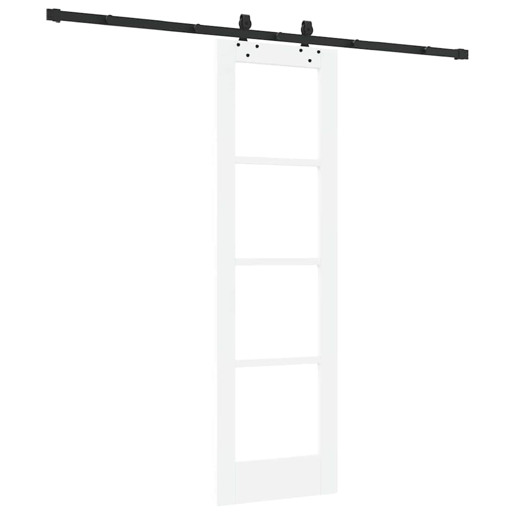 vidaXL Συρόμενη Πόρτα Λευκό 61 x 198,5 εκ. Μασίφ ξύλο πεύκου και γυαλί