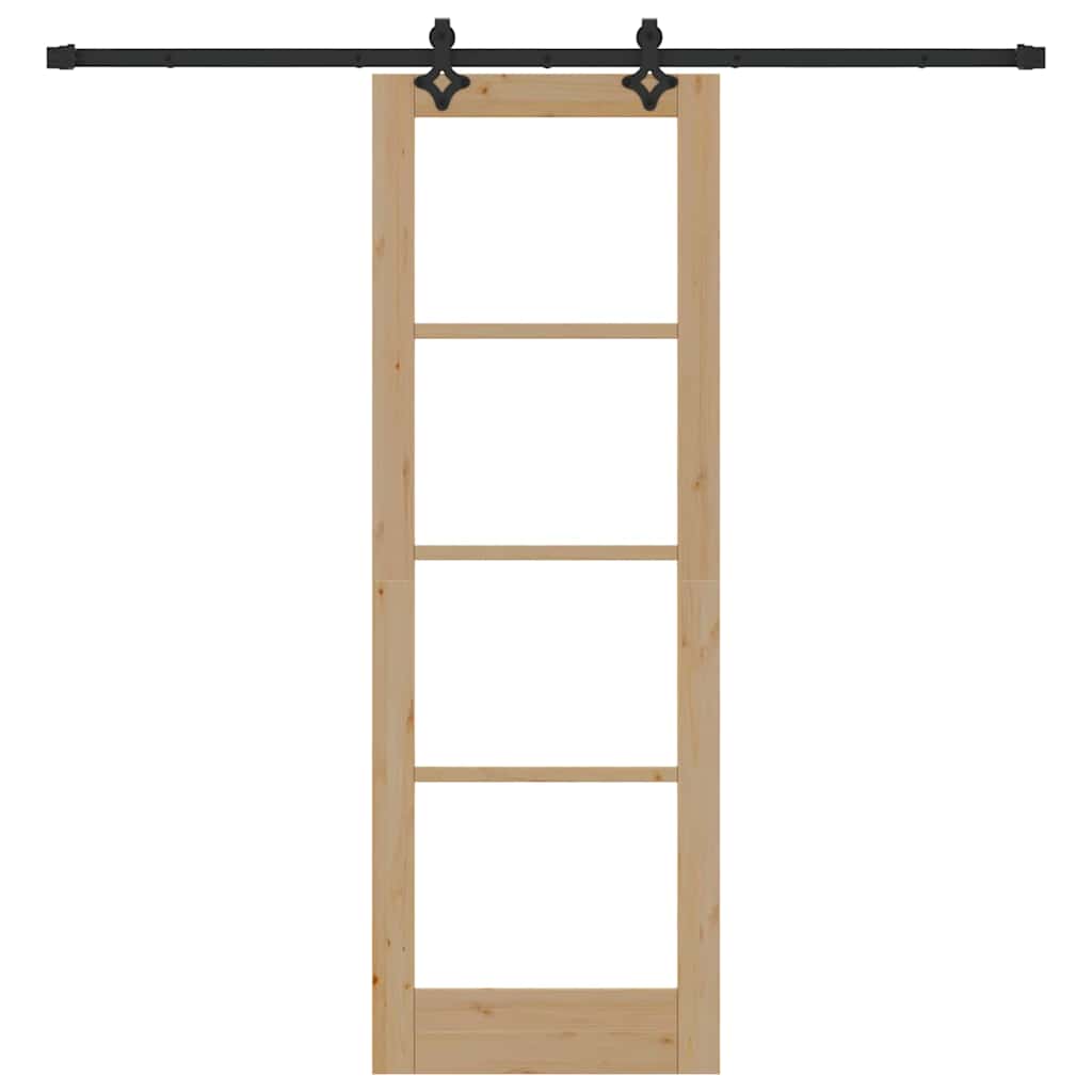 vidaXL Συρόμενη Πόρτα Άλλο Καφέ 73.5 x 211 εκ Ξύλο και μέταλλο