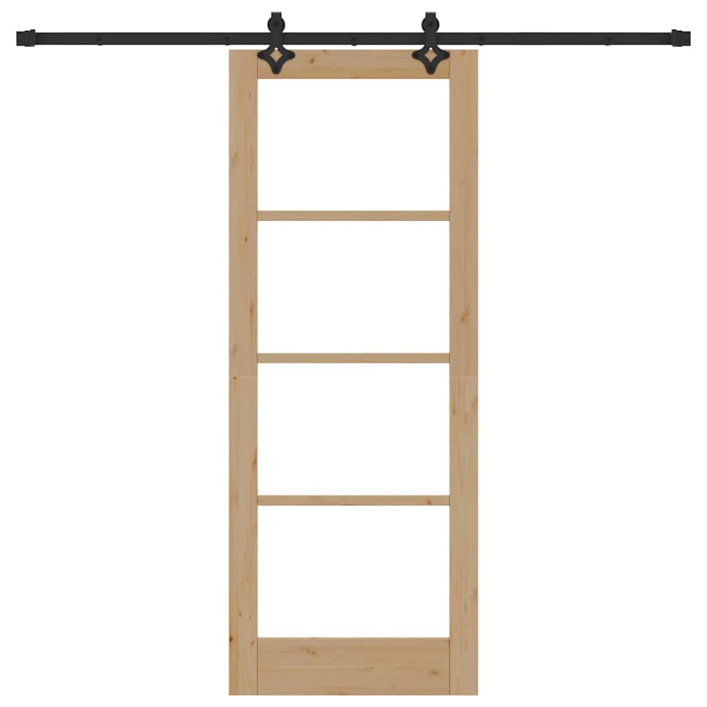 vidaXL Συρόμενη Πόρτα Άλλο Καφέ 78 x 202 εκ. Ξύλο και μέταλλο