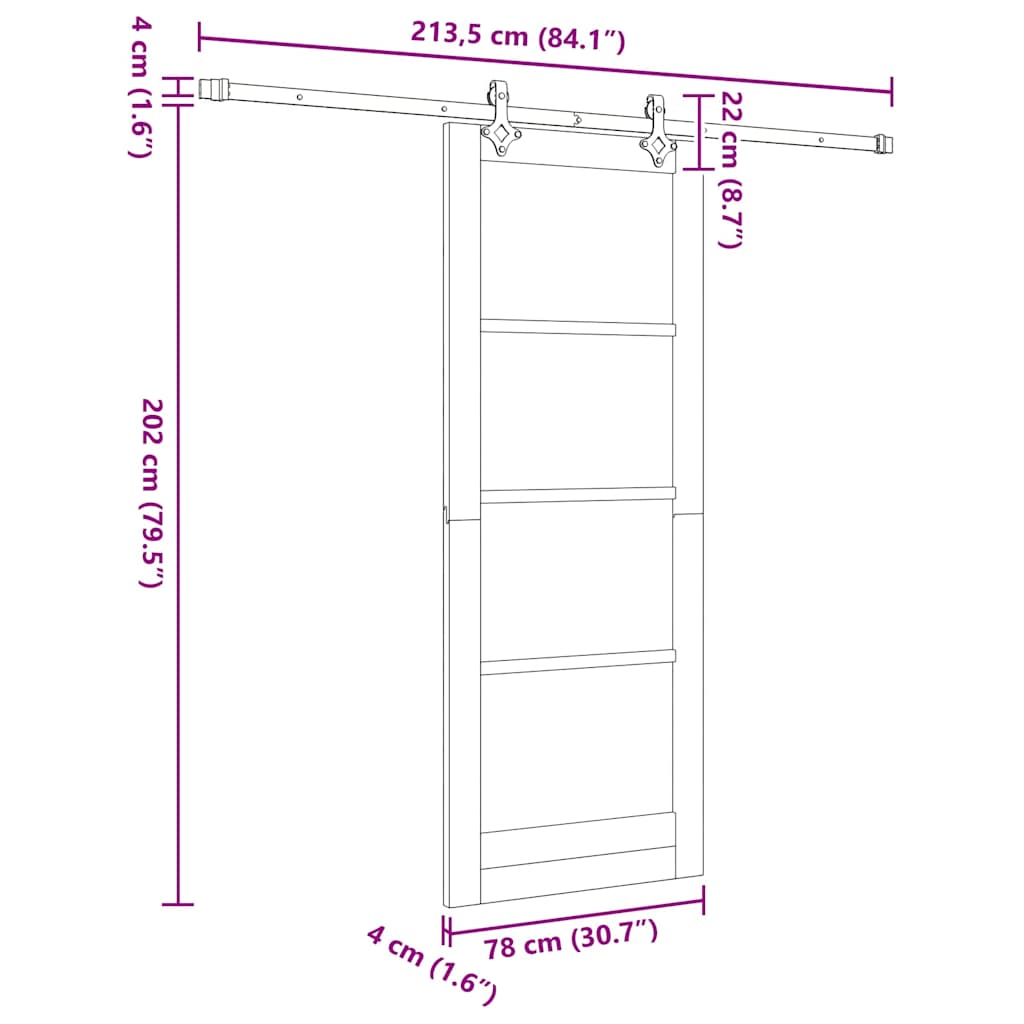vidaXL Συρόμενη Πόρτα Άλλο Καφέ 78 x 202 εκ. Ξύλο και μέταλλο