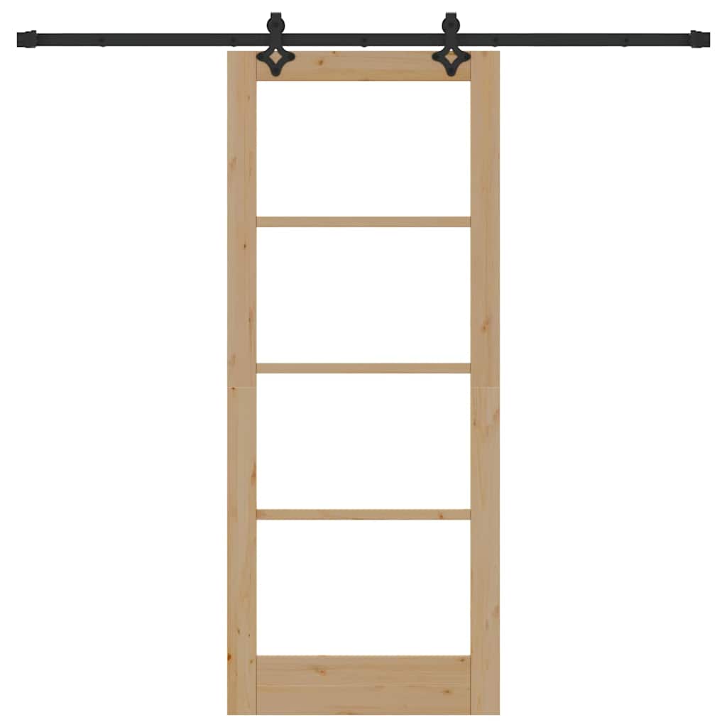 vidaXL Συρόμενη Πόρτα Άλλο Καφέ 83 x 202 εκ. Ξύλο και μέταλλο