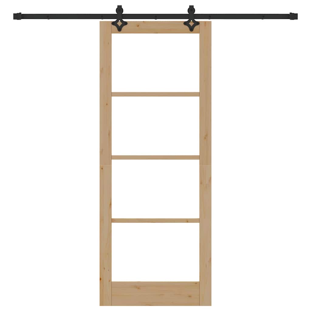 vidaXL Συρόμενη Πόρτα Άλλο Καφέ 83 x 211 εκ. Ξύλο και μέταλλο