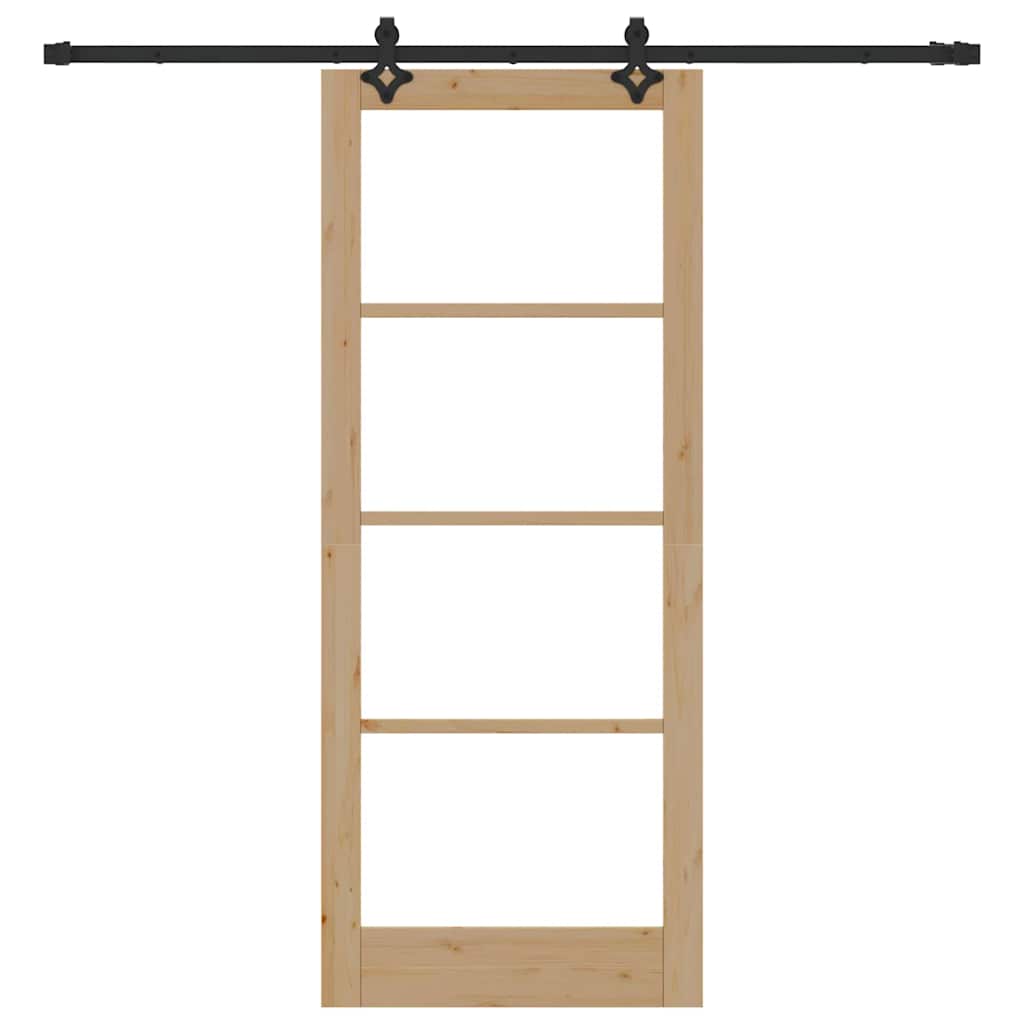 vidaXL Συρόμενη Πόρτα Άλλο Καφέ 86 x 211 cm Ξύλο και μέταλλο