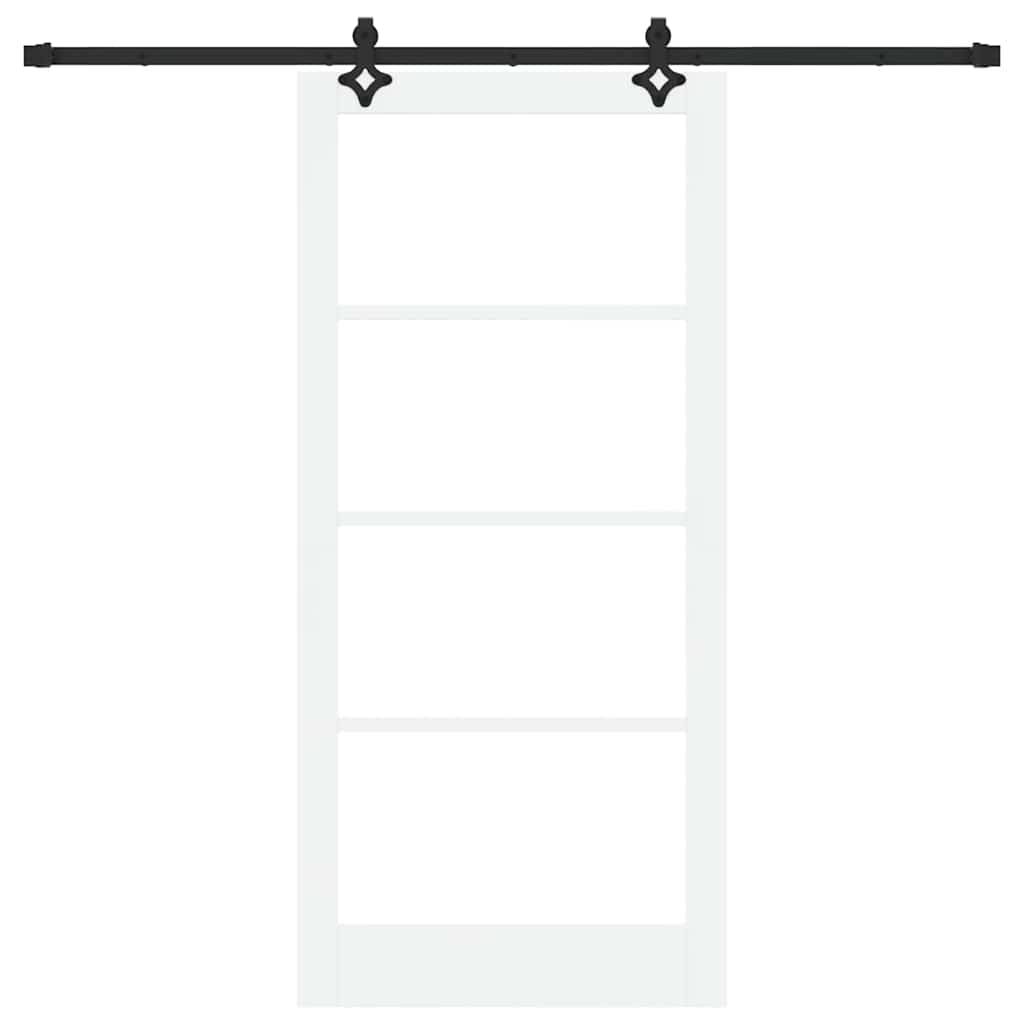 vidaXL Συρόμενη Πόρτα Λευκό 93 x 202 cm Μασίφ ξύλο πεύκου και γυαλί