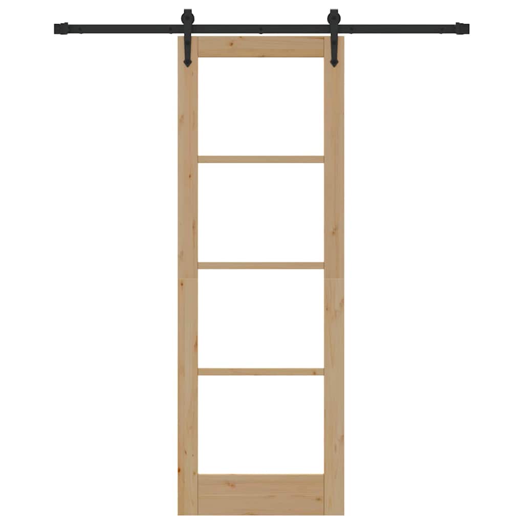 vidaXL Ολισθητή Πόρτα Καφέ 73.5 x 211 εκ Ξύλο και μέταλλο