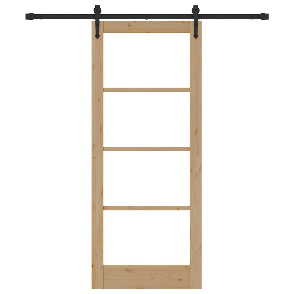 vidaXL Ολισθητή Πόρτα Καφέ 83 x 202 εκ. Ξύλο και μέταλλο