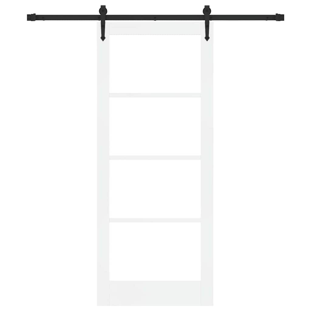 vidaXL Συρόμενη Πόρτα 83 x 202 εκ. Μασίφ ξύλο πεύκου και γυαλί Λευκό