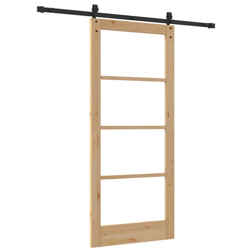 vidaXL Ολισθητή Πόρτα Καφέ 86 x 198.5 cm Ξύλο και μέταλλο