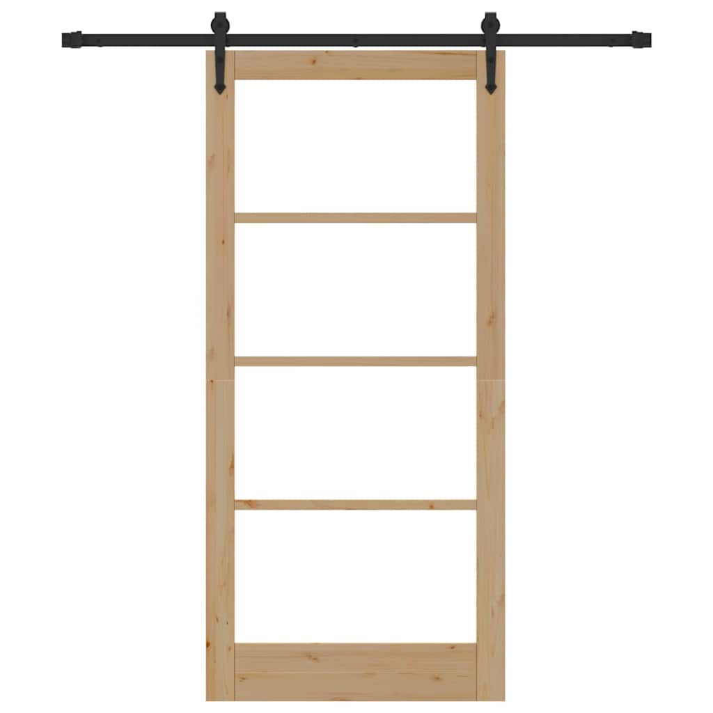 vidaXL Συρόμενη Πόρτα 93 x 202 cm Μασίφ ξύλο πεύκου και γυαλί Φυσικό