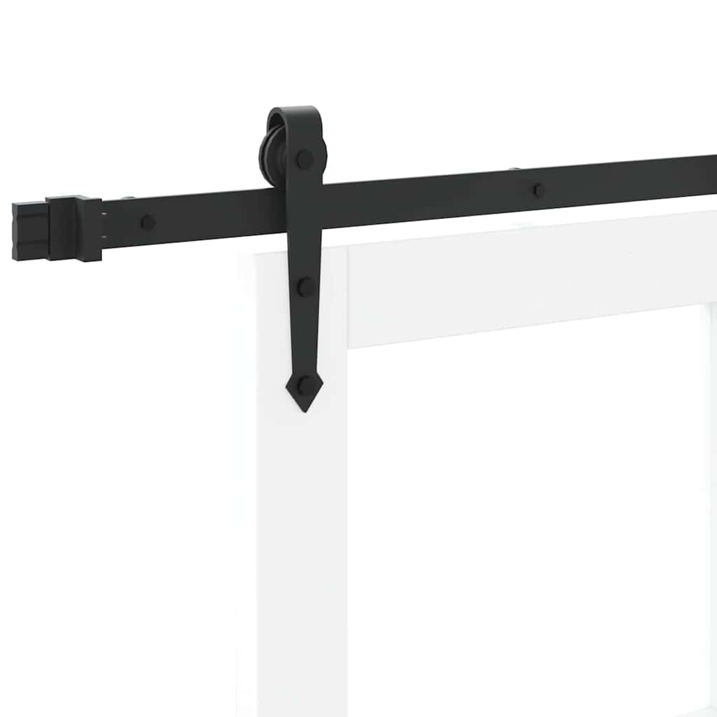 vidaXL Συρόμενη Πόρτα 93 x 202 cm Μασίφ ξύλο πεύκου και γυαλί Λευκό