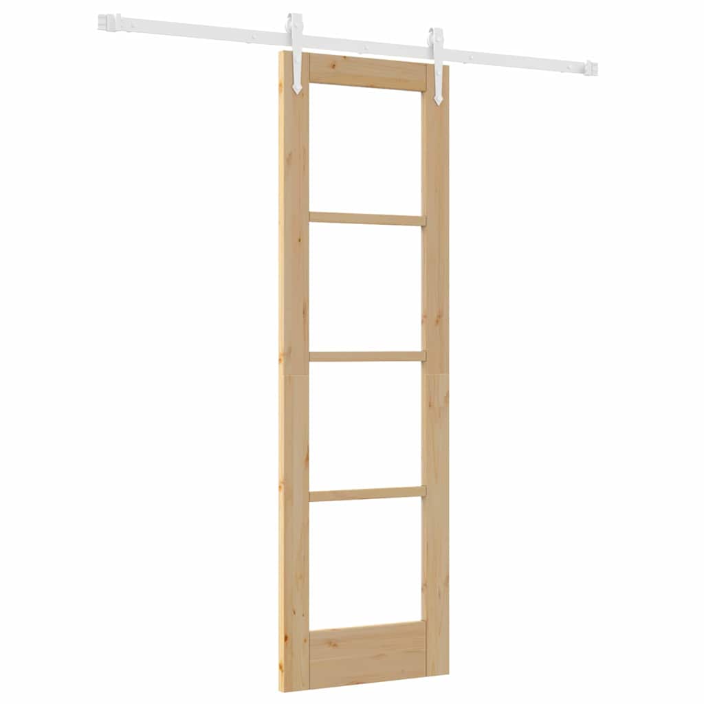 vidaXL Συρόμενη Πόρτα 61 x 198,5 εκ. Μασίφ ξύλο πεύκου και γυαλί