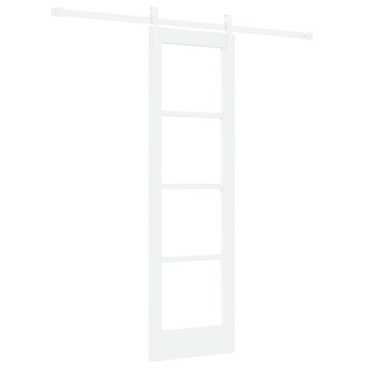 vidaXL Συρόμενη Πόρτα 61 x 198,5 εκ. Μασίφ ξύλο πεύκου και γυαλί Λευκό